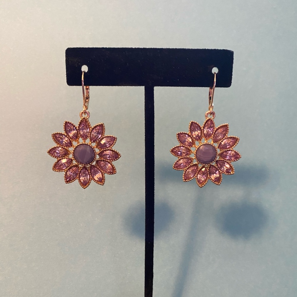 Monet Purple flower dangle earrings